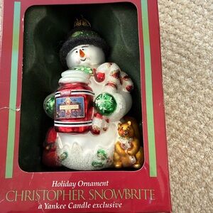 Yankee Candle Snowman Ornament with Red and Green Accents